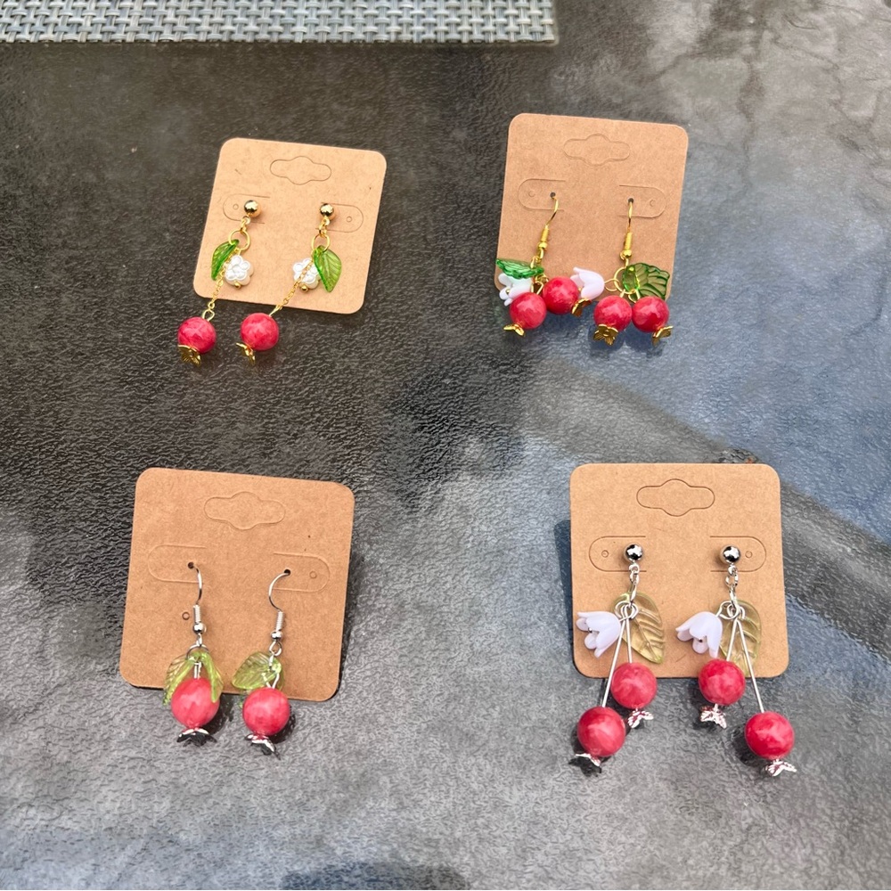 Pomegranate themed set of earrings